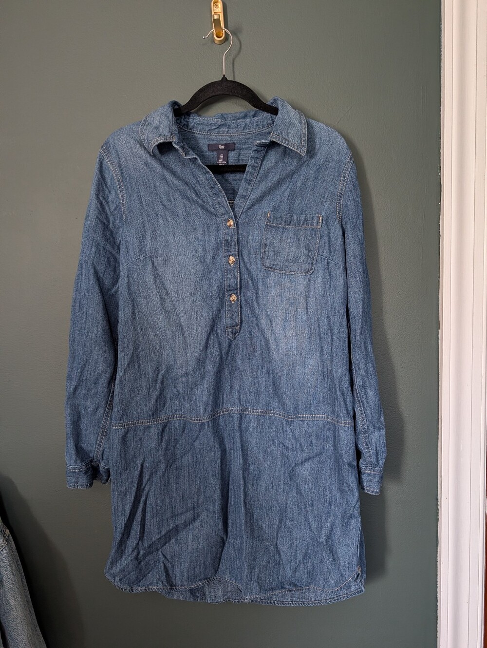 GAP Blue Denim Shirt Dress with Long Sleeves 🩵